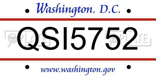 QSI5752 District Of Columbia License Plate