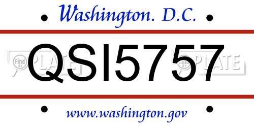 QSI5757 District Of Columbia License Plate