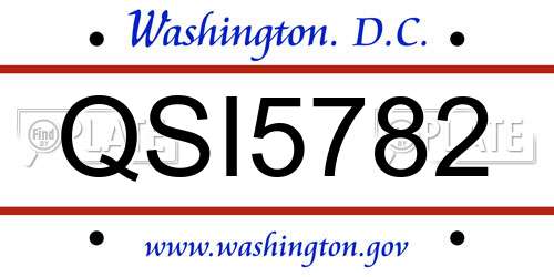QSI5782 District Of Columbia License Plate