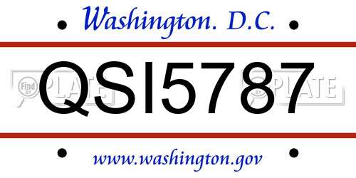 QSI5787 District Of Columbia License Plate