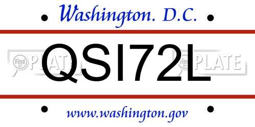 QSI72L District Of Columbia License Plate