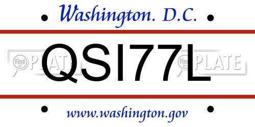 QSI77L District Of Columbia License Plate