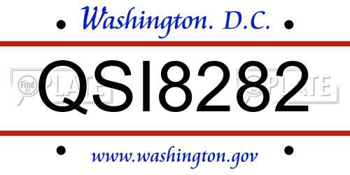 QSI8282 District Of Columbia License Plate