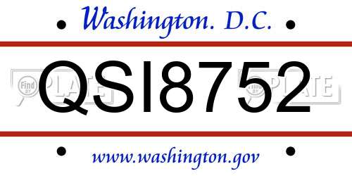 QSI8752 District Of Columbia License Plate