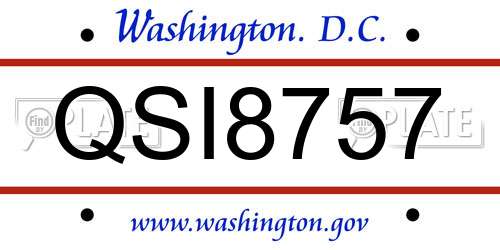 QSI8757 District Of Columbia License Plate