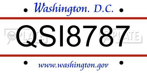 QSI8787 District Of Columbia License Plate