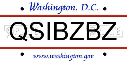 QSIBZBZ District Of Columbia License Plate