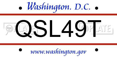 QSL49T District Of Columbia License Plate
