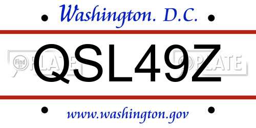 QSL49Z District Of Columbia License Plate