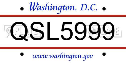 QSL5999 District Of Columbia License Plate