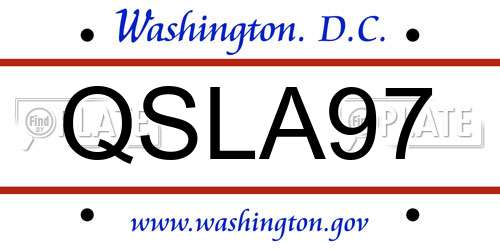 QSLA97 District Of Columbia License Plate