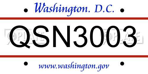 QSN3003 District Of Columbia License Plate