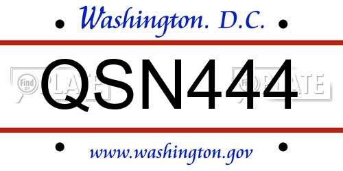 QSN444 District Of Columbia License Plate