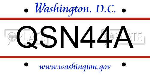 QSN44A District Of Columbia License Plate
