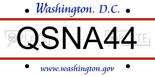 QSNA44 District Of Columbia License Plate