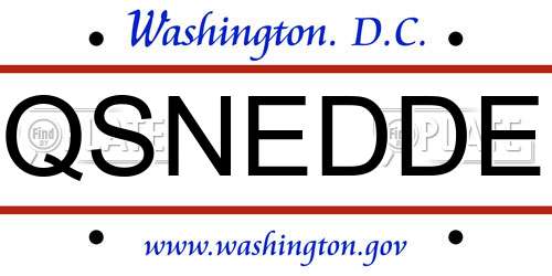 QSNEDDE District Of Columbia License Plate