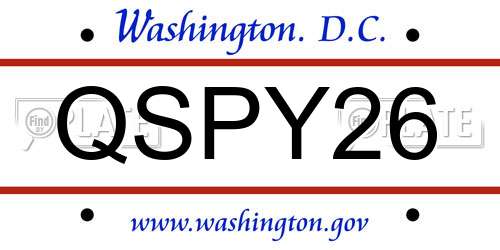 QSPY26 District Of Columbia License Plate