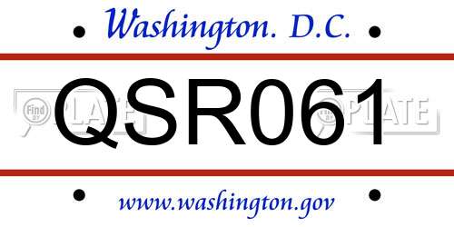 QSR061 District Of Columbia License Plate