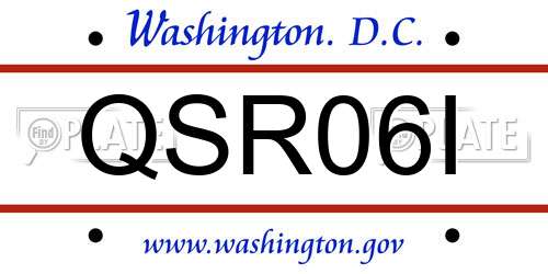 QSR06I District Of Columbia License Plate