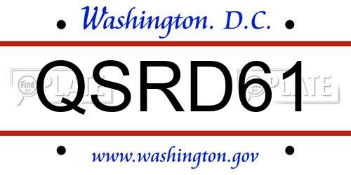 QSRD61 District Of Columbia License Plate