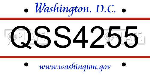 QSS4255 District Of Columbia License Plate