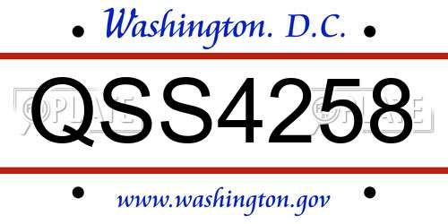 QSS4258 District Of Columbia License Plate