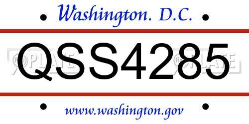 QSS4285 District Of Columbia License Plate
