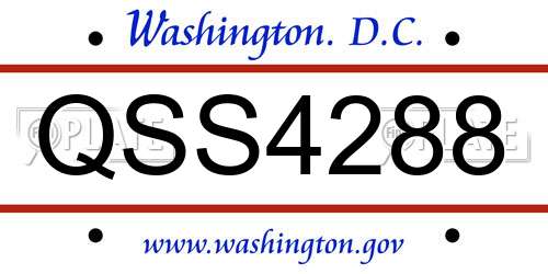 QSS4288 District Of Columbia License Plate