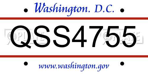 QSS4755 District Of Columbia License Plate
