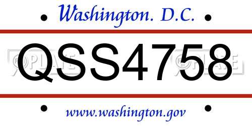 QSS4758 District Of Columbia License Plate