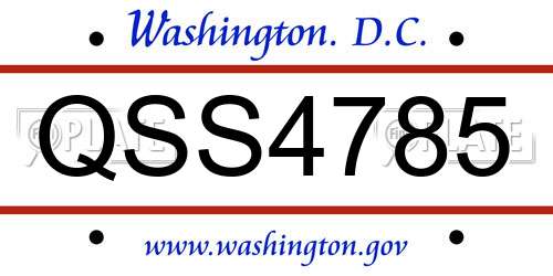 QSS4785 District Of Columbia License Plate