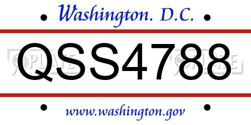 QSS4788 District Of Columbia License Plate