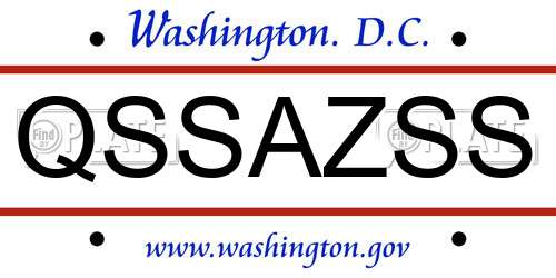 QSSAZSS District Of Columbia License Plate