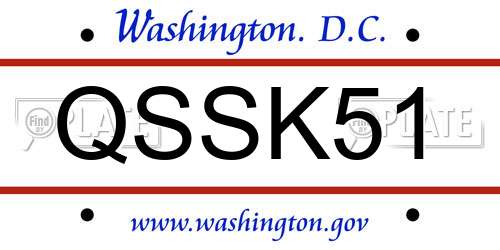 QSSK51 District Of Columbia License Plate