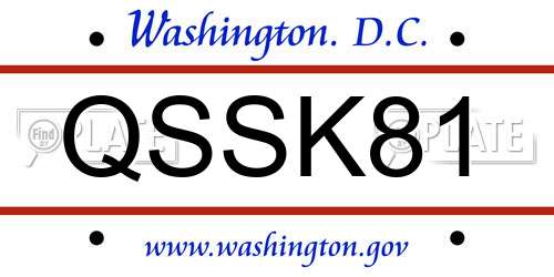 QSSK81 District Of Columbia License Plate