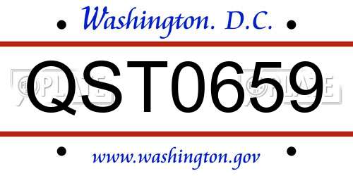 QST0659 District Of Columbia License Plate