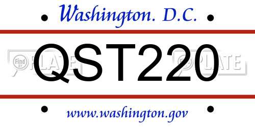 QST220 District Of Columbia License Plate