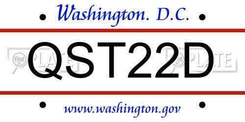 QST22D District Of Columbia License Plate