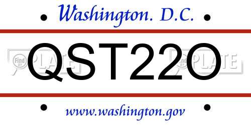 QST22O District Of Columbia License Plate