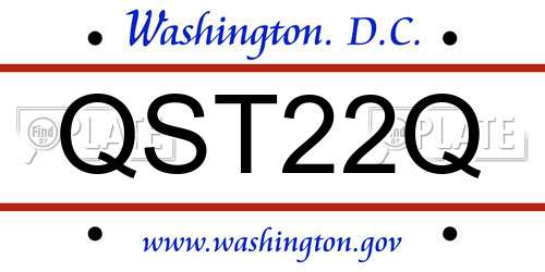 QST22Q District Of Columbia License Plate