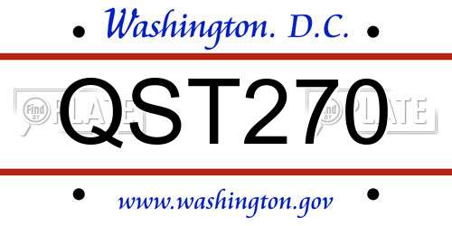 QST270 District Of Columbia License Plate