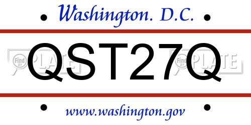 QST27Q District Of Columbia License Plate