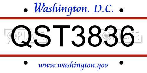 QST3836 District Of Columbia License Plate