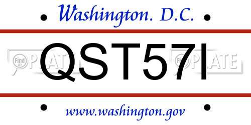 QST57I District Of Columbia License Plate