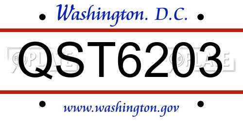 QST6203 District Of Columbia License Plate