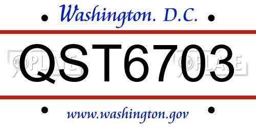 QST6703 District Of Columbia License Plate