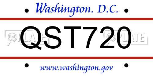 QST720 District Of Columbia License Plate