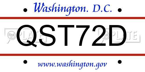 QST72D District Of Columbia License Plate