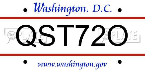 QST72O District Of Columbia License Plate