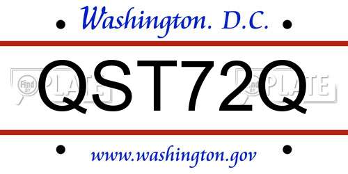 QST72Q District Of Columbia License Plate
